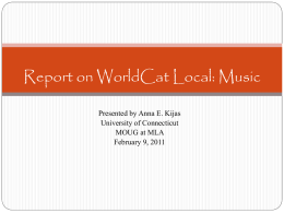 Report on WorldCat Local: Music