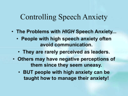Controlling Speech Anxiety - Professional Communications