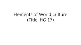 Elements of World Culture