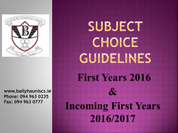 1st year Subject-Choice Presentation 2016