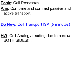 TOPIC: Cells AIM: How are materials transported into and out of cells?