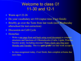 Cell Cycle Notes 11-30 through 12-3