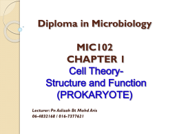 Diploma In Microbiology MIC102 CHAPTER 1 Cell Theory