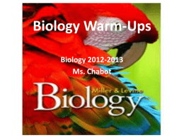 Biology Warm-Ups - Lemon Bay High School