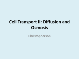 Cell Transport I - christophersonbiology