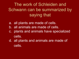 The work of Schleiden and Schwann can be summarized by saying