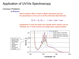 Chapters 13-14: UV/Visible Molecular Absorption Spectroscopy