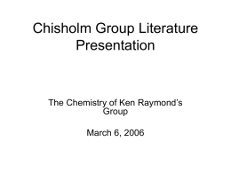Chisholm Group Literature Presentation