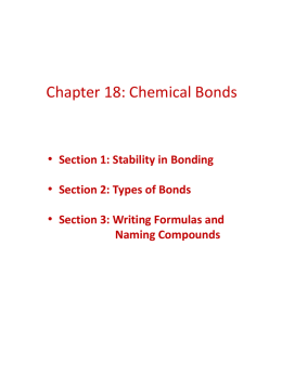 Chapter 18: Chemical Bonds