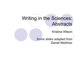 PowerPoint Presentation - Writing in the Sciences: Abstracts