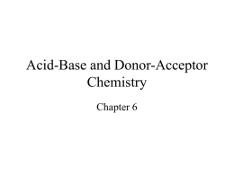 Acid-Base and Donor-Acceptor Chemistry