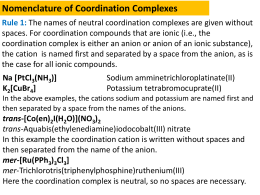 Nomenclature of Coordination Complexes Rule 1