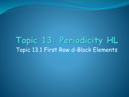 Topic 13.2 Periodicity First Row d