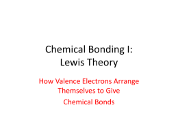 Chemical Bonding I: Lewis Theory