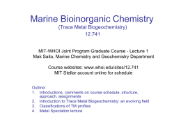Trace Metal Biogeochemistry 12.755