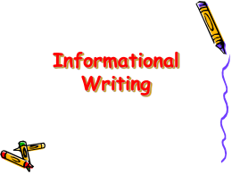 Informative Writing - Mr. Webb`s Fifth Grade LEADS