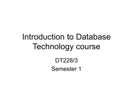 Introduction to Database Technology course