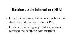 Database Administration (DBA)