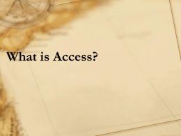 What is an Access? Tables, Forms, Queries, and Reports Oh My!