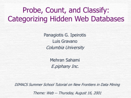 Probe, Count, and Classify: Categorizing Hidden-Web