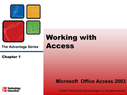 Chapter 1 Presentation: Working with Access