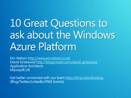 10 Great Questions to ask about the Windows Azure Platform