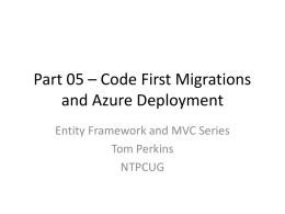 Part 05 * Code First Migrations and Azure Deployment