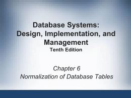 Chapter 6 - Normalization of Database Tables
