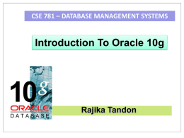 Oracle Architecture Oracle Day 1