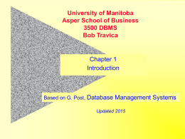 Basic Database Concepts - University of Manitoba