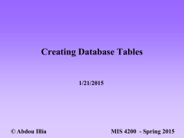 Creating & Modifying Database tables