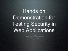 Hands on Demonstration for Testing Security in Web Applications