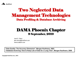 Data Profiling & Database Archiving