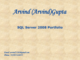 SQL Server 2008 Portfolio Arvind