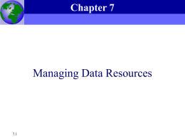 Chapter 7 -- Managing Data Resources
