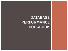 Database performance cookbook - CSCI 6442