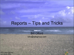 Reports – Tips and Tricks - EPK