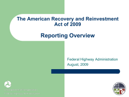 Reporting Requirements - The American Recovery and