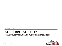 SQL Server Security Securing and Auditing DATABASE ACCESS