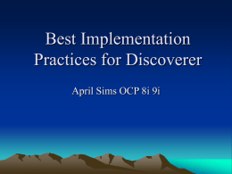 Best Implementation Practices for Discoverer