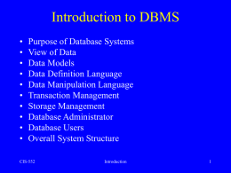 Introduction to DBMS - Moosehead Web Server