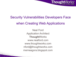Top 10 Security Vulnerabilities Developing Web Applications