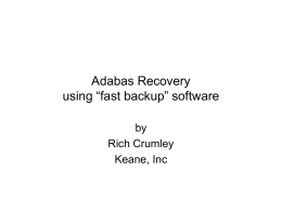 Adabas Recovery Using “fast backup” Software