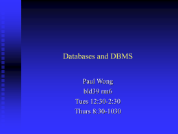 Databases and DBMS - University of Wollongong