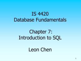 Introduction to SQL - University of Utah