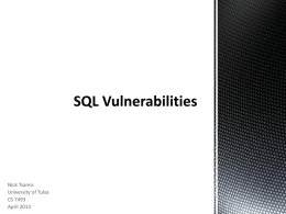 SQL Vulnerabilities - University of Tulsa