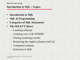 IMS 3005 Course Introduction - University of Central Florida