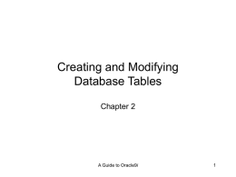 Creating And Modifying Database Tables