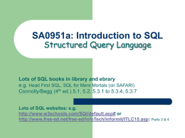 SQL - University of Kent