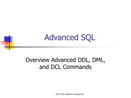 486 Advanced SQL - University of Northern Colorado